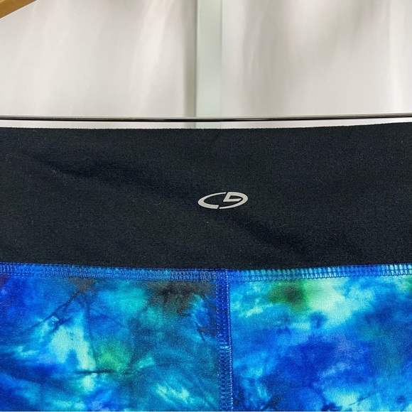C9 Champion DuoDry XL Tie Dye Abstract Boho Crop Leggings Summer Aqua Water - Picture 3 of 6